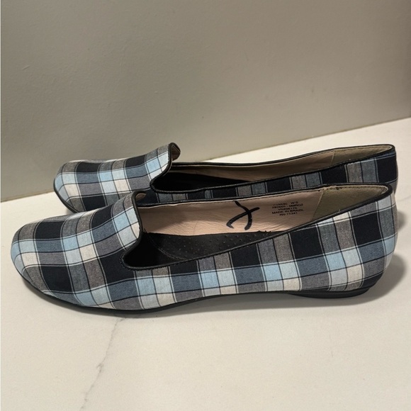 L.L. Bean Blue and Black Plaid Sleek Loafers - Picture 5 of 8